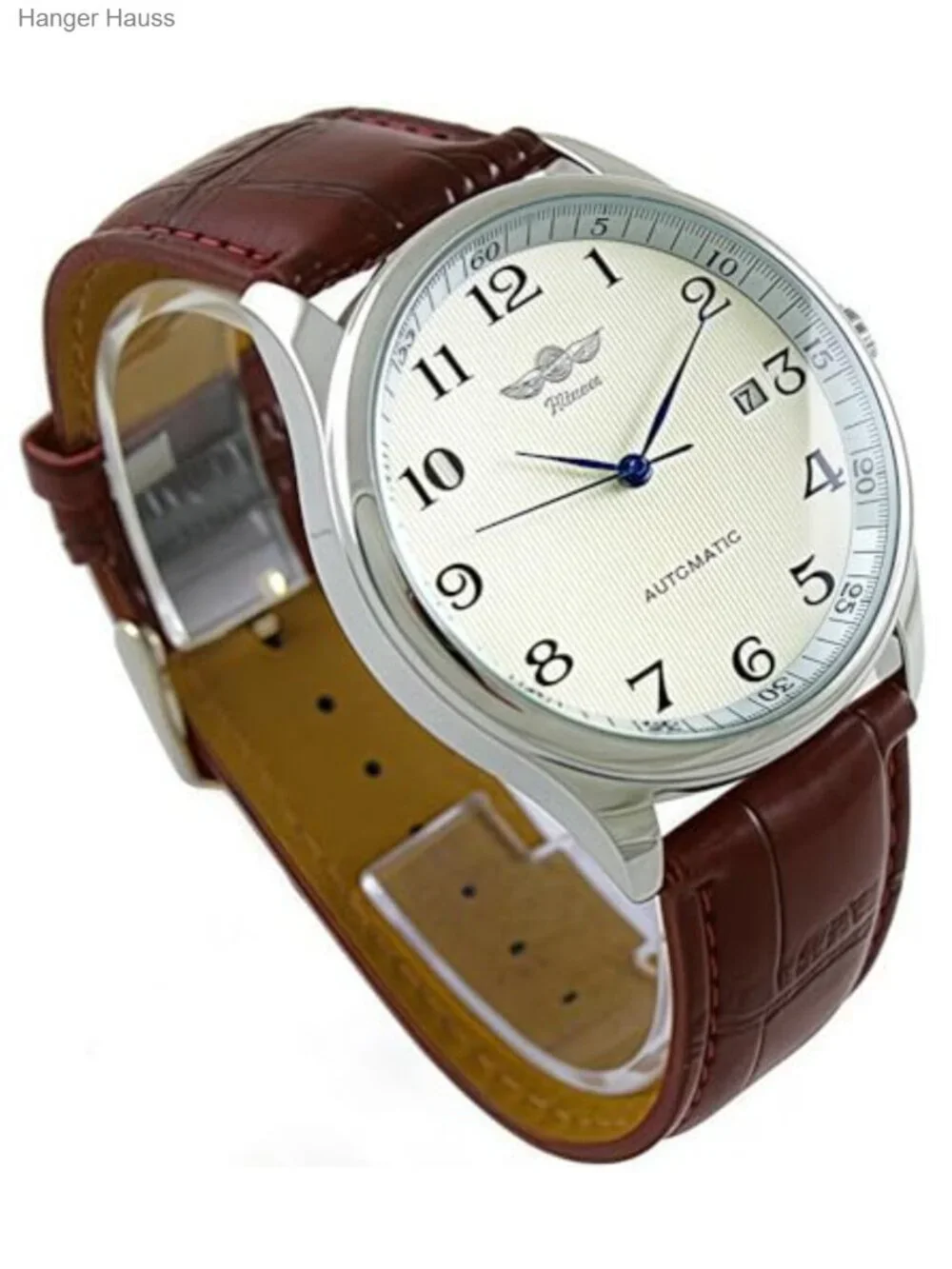 Men's Automatic Mechanical Watch - Leather Band, Day Calendar, Waterproof